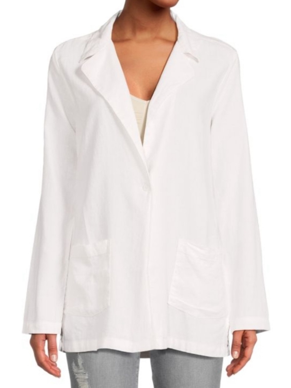 Weworewhat White Lightweight Open Blazer Jacket
